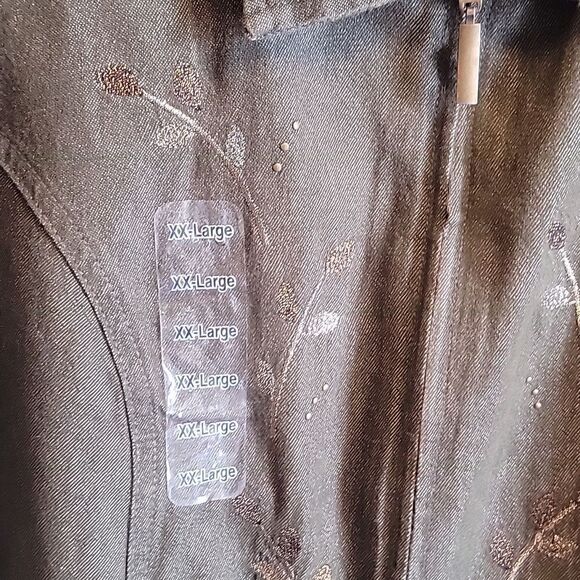 Krazy Kat-Olive colored leaf stud, denim jacket XXL. NWT. - Picture 6 of 8